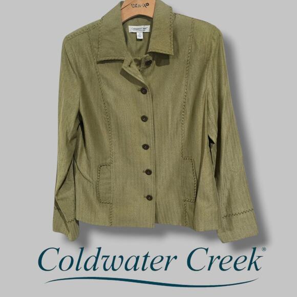 Coldwater Creek women's olive green lightweight button-down Jacket - Picture 7 of 7